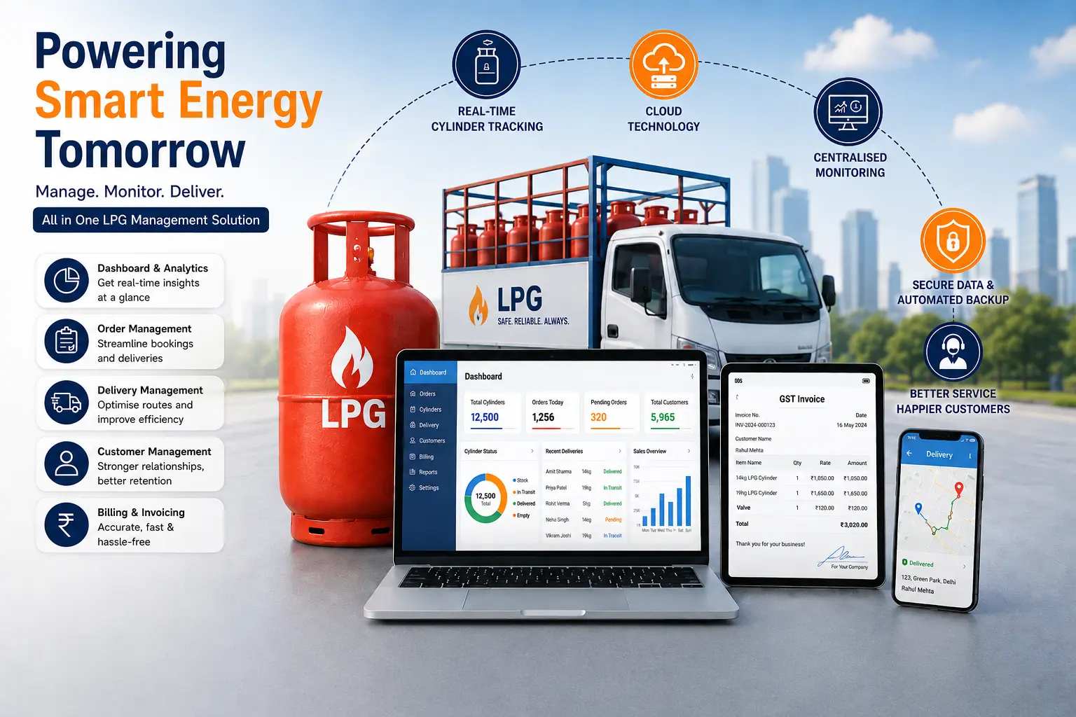 Smart LPG delivery and cylinder tracking software